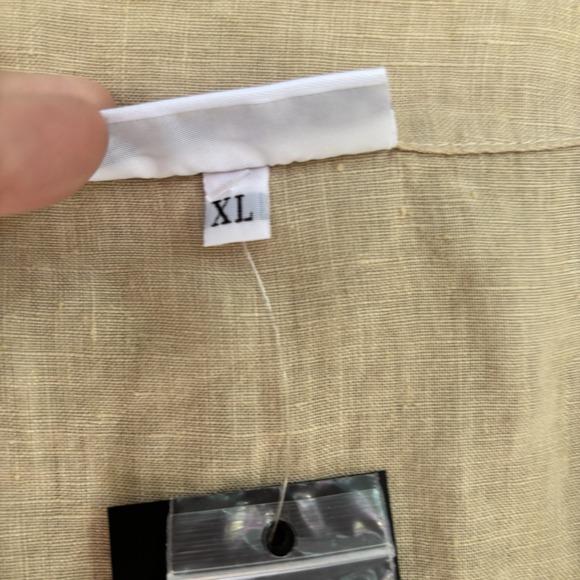 Bryn Walker‎ Linen Shirt Cardigan Tan  Costal Grandmother Lagenlook NEW Size XL - Picture 3 of 7